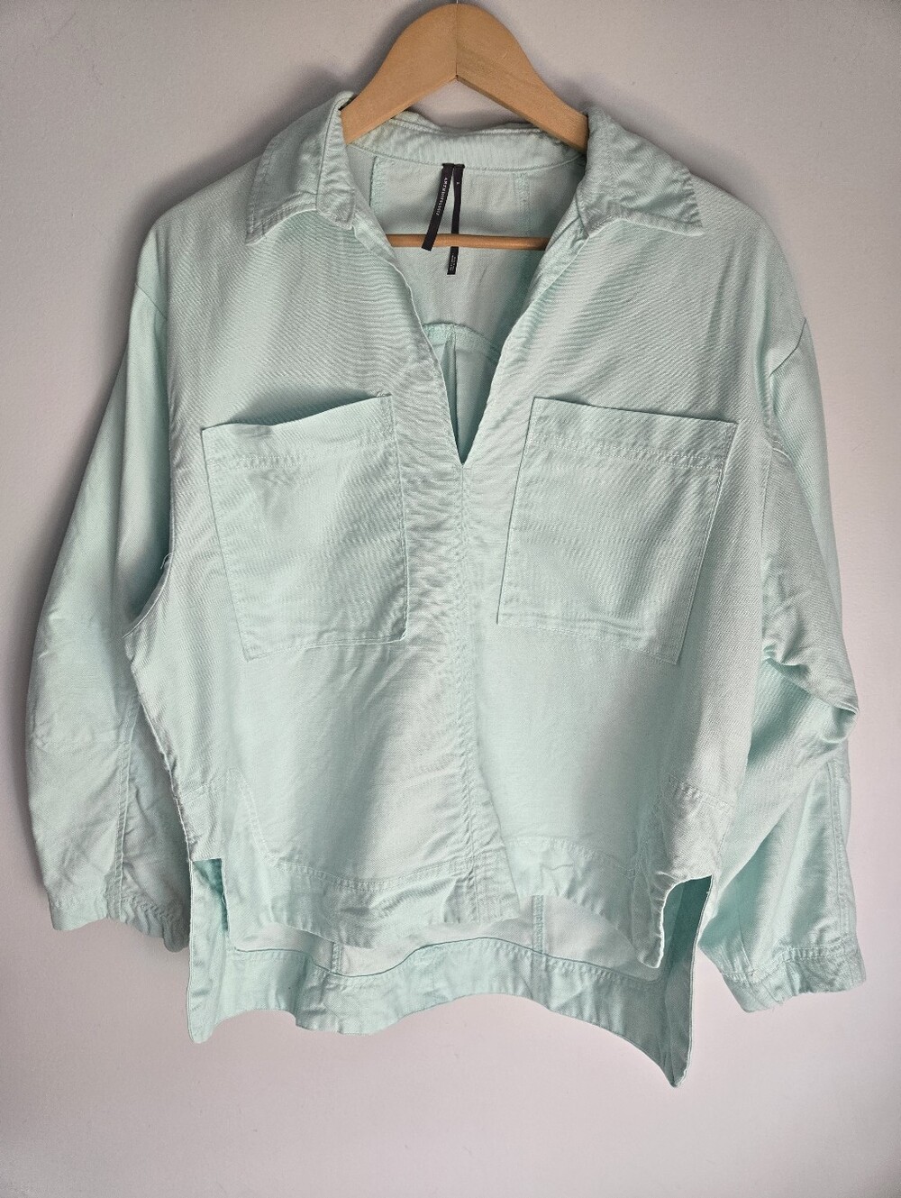 New ANTHROPOLOGIE Mint Green Collar Pullover Linen Blend Blouse